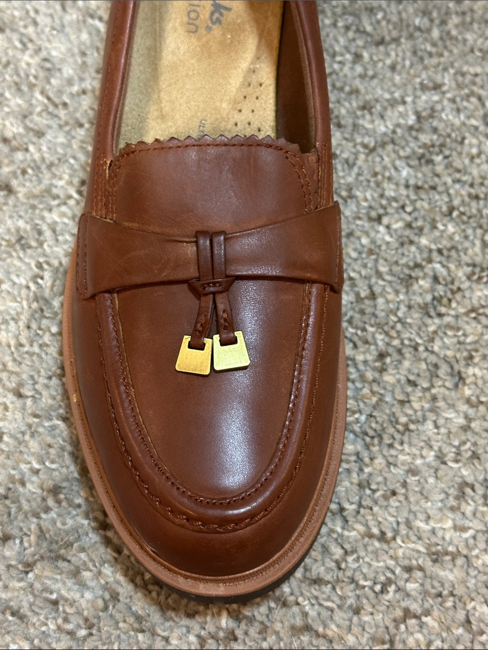 Clarks Collection Leather Loafer w. Tassel Westlynn Bella Tan Size 8 - Picture 7 of 8